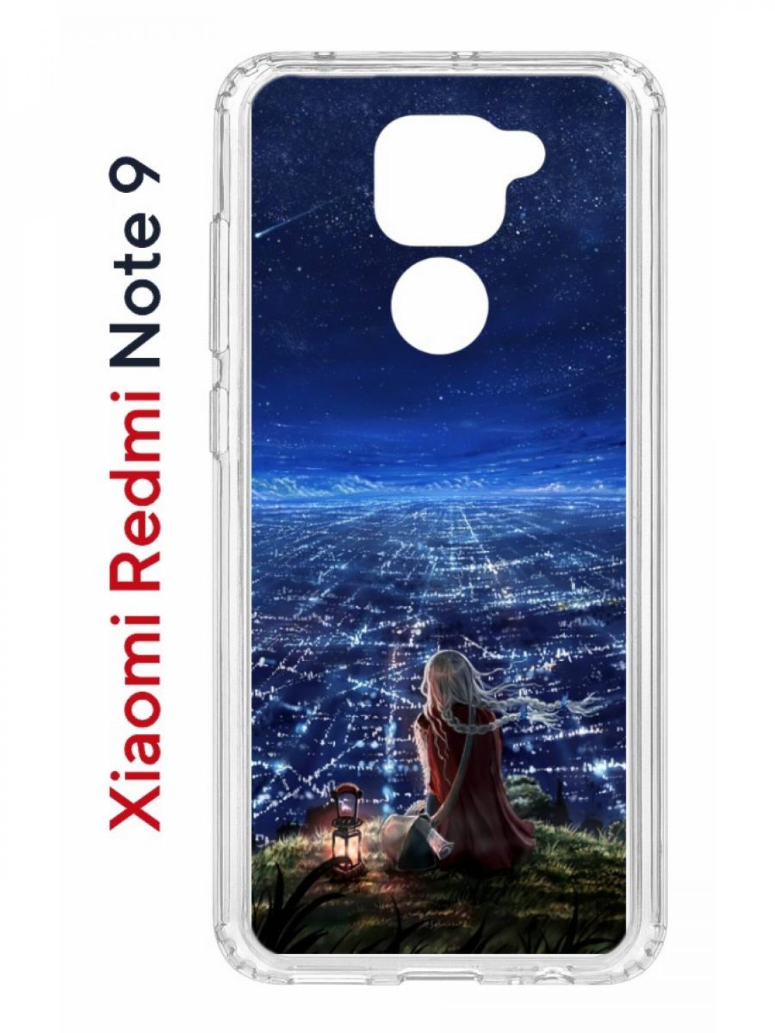 Чехол на Redmi Note 9 Kruche Print Ночные Огни,противоударный бампер,с защитой камеры