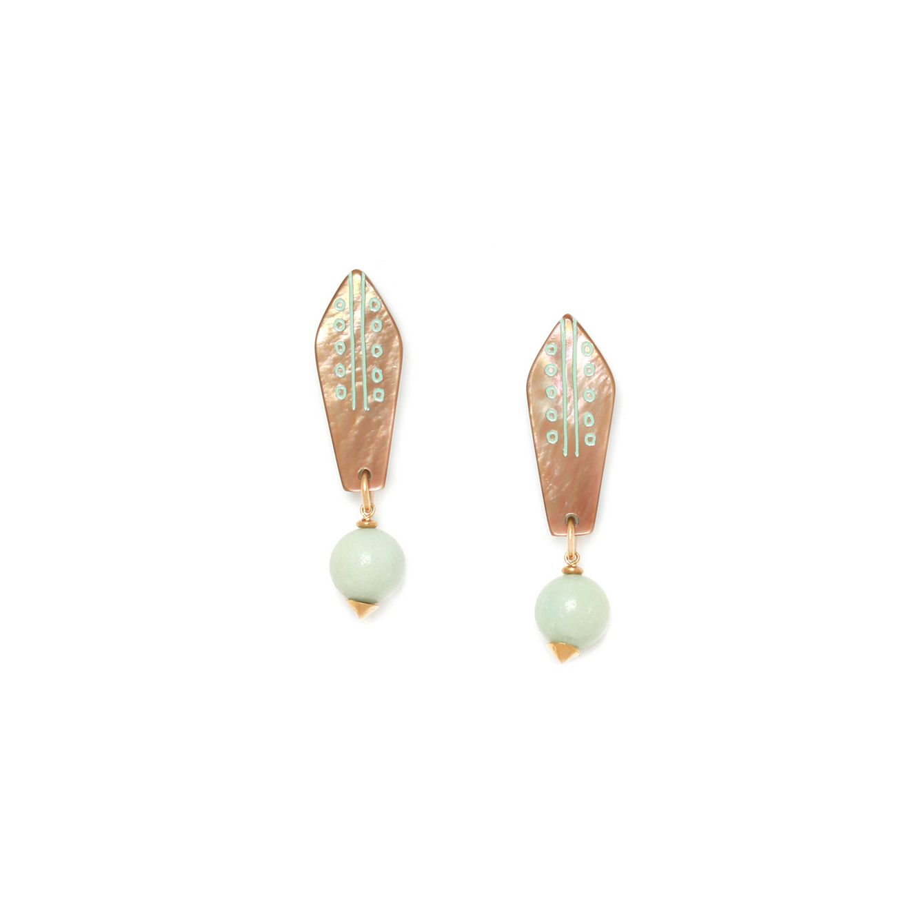 

Серьги из бижутерного сплава с амазонитом/перламутром Nature Bijoux NB21.1-12-75234, NB21.1-12-75234