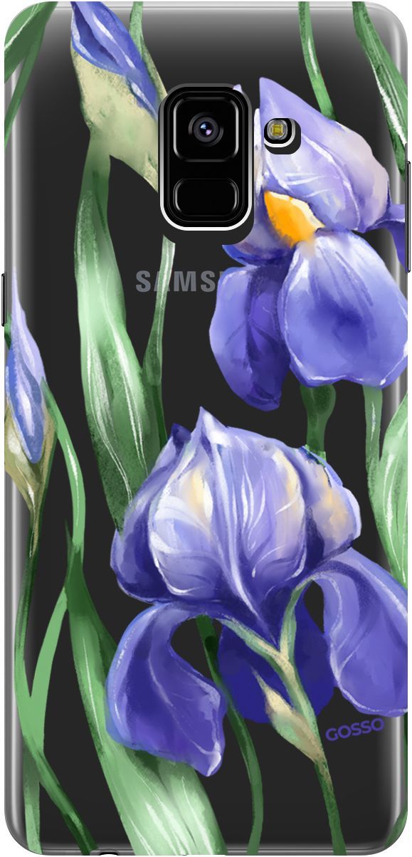 

Чехол на Samsung Galaxy A8+ (2018) "Amazing Irises" прозрачный, Прозрачный;белый, 1775