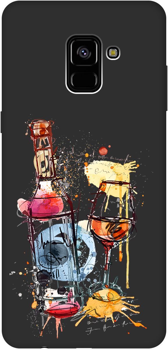 

Чехол на Samsung Galaxy A8+ (2018) "Aquarelle Wine" черный, Черный;голубой, 2533