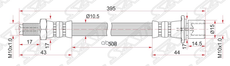 

Шланг Тормозной Перед (Таиланд) Toyotadyna 150/Toyoace G15 87- Lh=Rh Sat арт. ST-96940-339