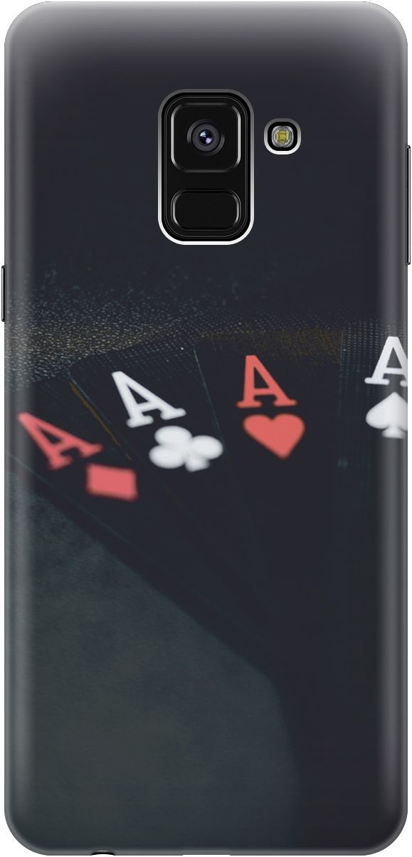 

Силиконовый чехол на Samsung Galaxy A8+ (2018) "Флеш-рояль", Черный;белый, 3497