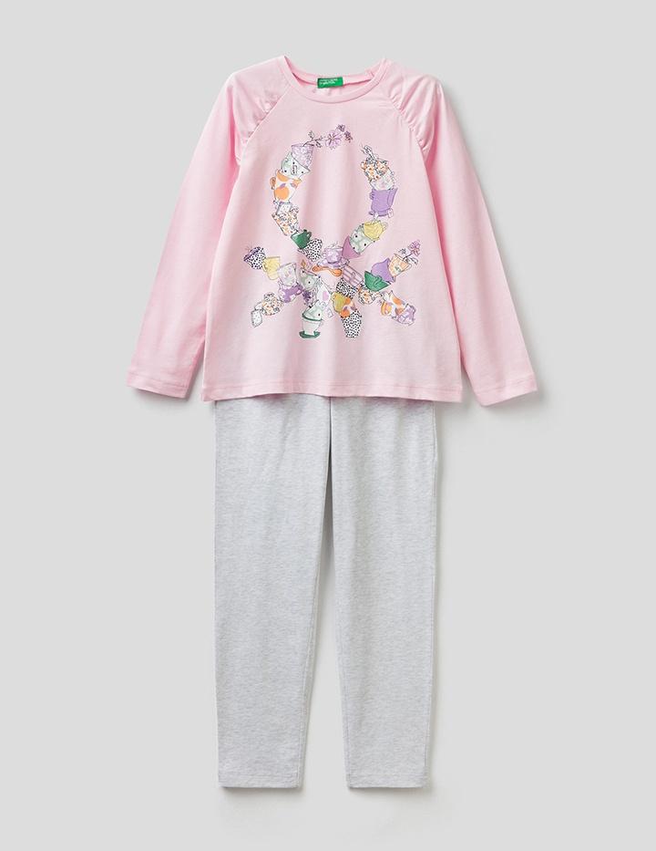 

Пижама для девочек Benetton цв. розовый р.98, 21A_3VR50P2FN