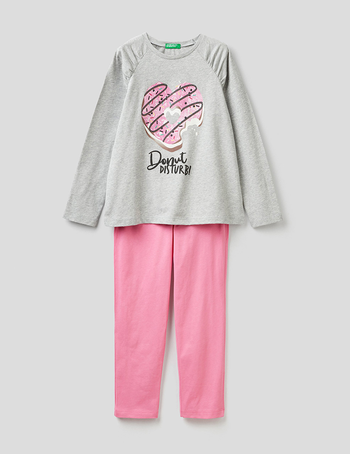 

Пижама для девочек Benetton цв. серый р.86, 21A_3VR50P2FN