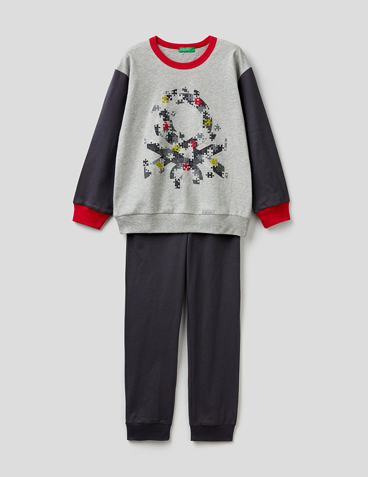 

Пижама для мальчиков Benetton цв. серый р.116, 21A_3VR50P2G1