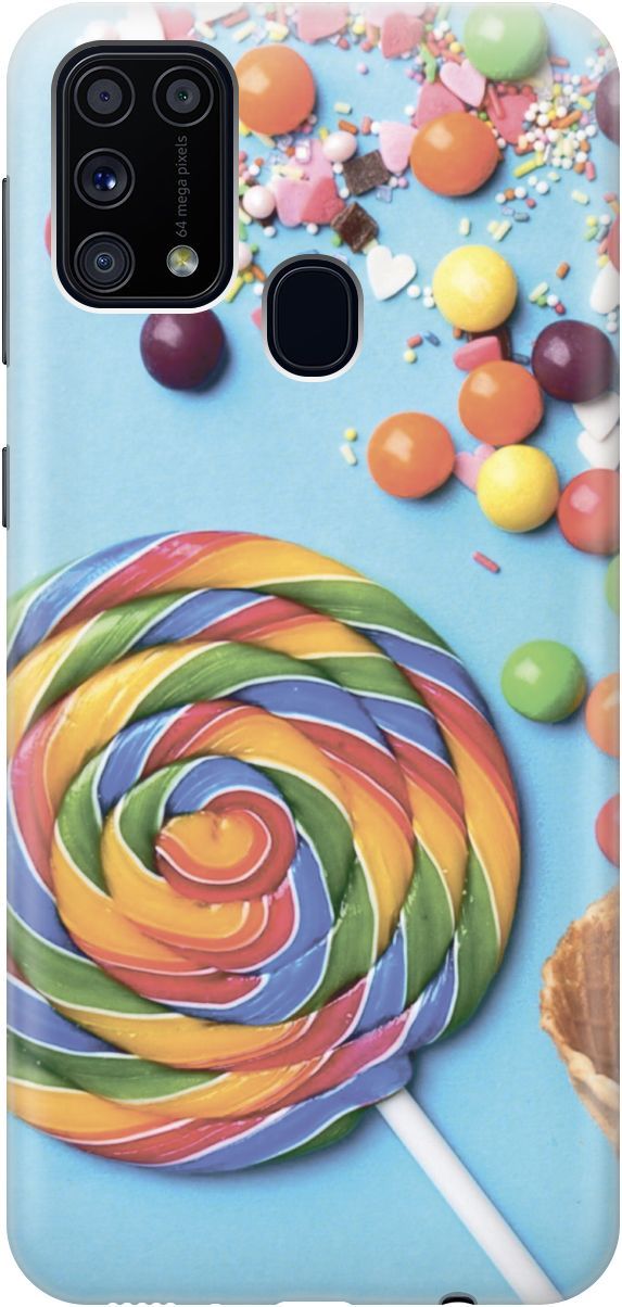 

Силиконовый чехол на Samsung Galaxy M31 "Разноцветный леденец", Голубой;желтый, 3505