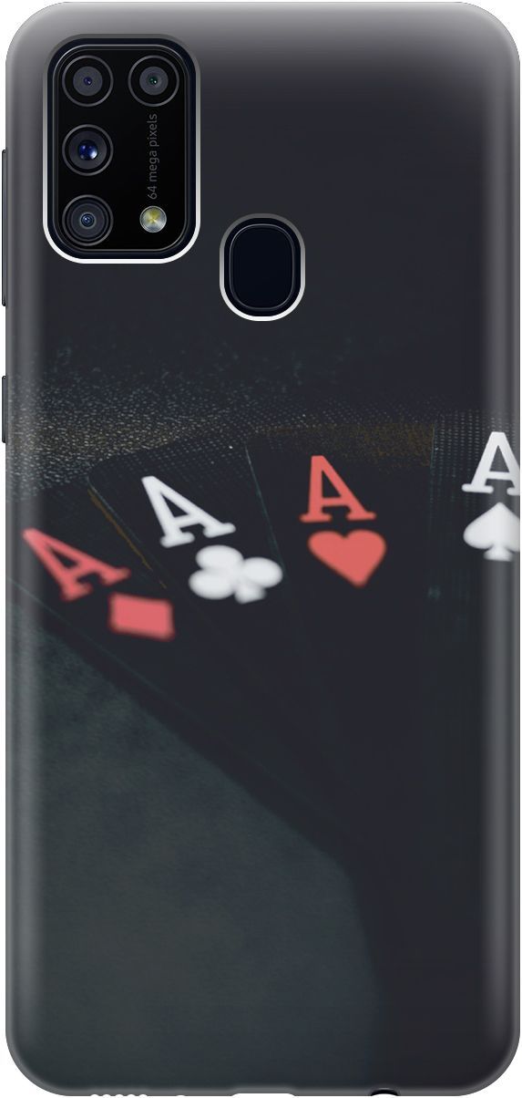 

Силиконовый чехол на Samsung Galaxy M31 с эффектом блеска "Флеш-рояль", Черный;белый, 3505