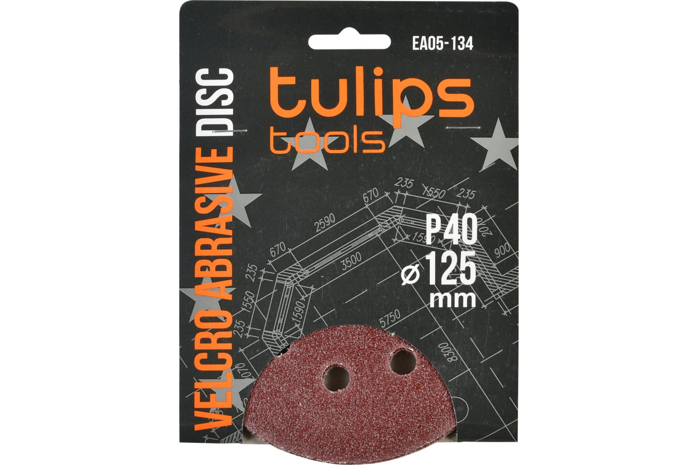 Tulips tools Диск шлифовальный с липучкой , 125 мм, Р40, 5 шт EA05-134