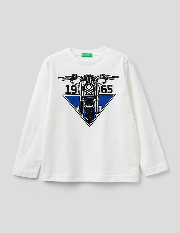 

Лонгслив для мальчиков Benetton цв. белый р.170, 21A_3VR5C15B2