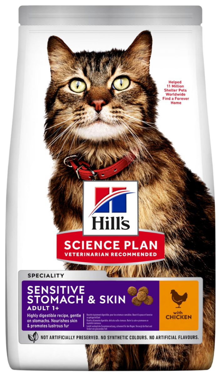 фото Сухой корм для кошек hill's science plan sensitive stomach & skin, 3шт по 0,3кг