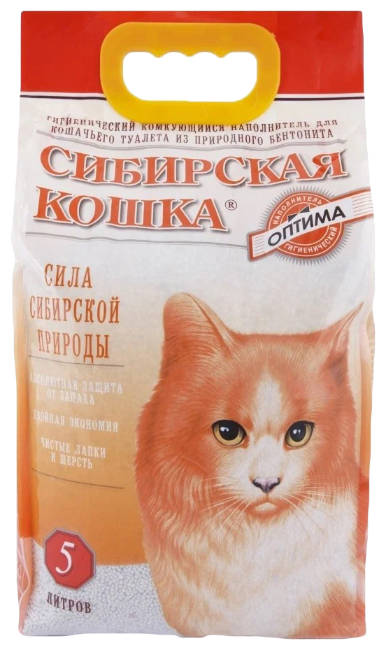 фото Наполнитель комкующийся сибирская кошка, оптима, 4 кг