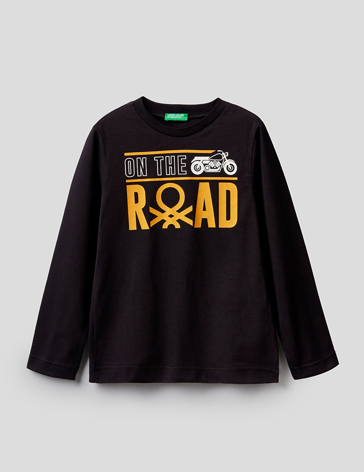 

Лонгслив для мальчиков Benetton цв. черный р.158, 21A_3VR5C15B2
