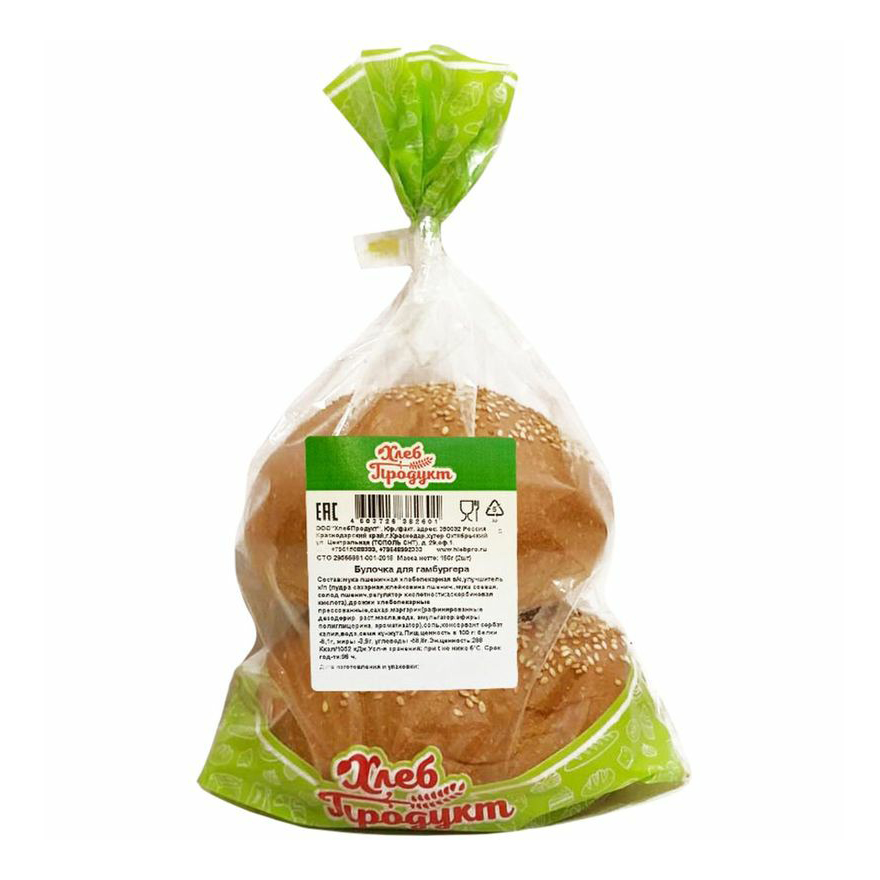 

Булочки Хлебпродукт для гамбургера пшеничные 160 г x 2 шт