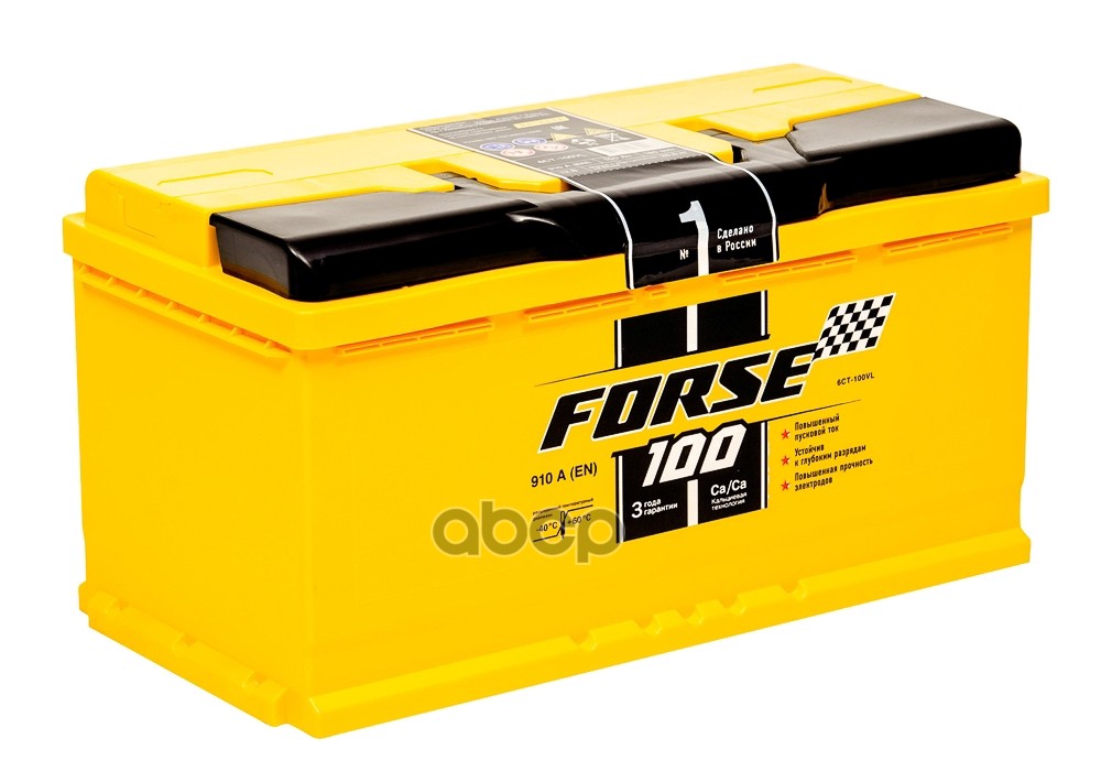 

FORSE Аккумулятор 6СТ-100VL 100Ah 910A 353х175х190 полярность 1 клеммы A тип крепления В3/