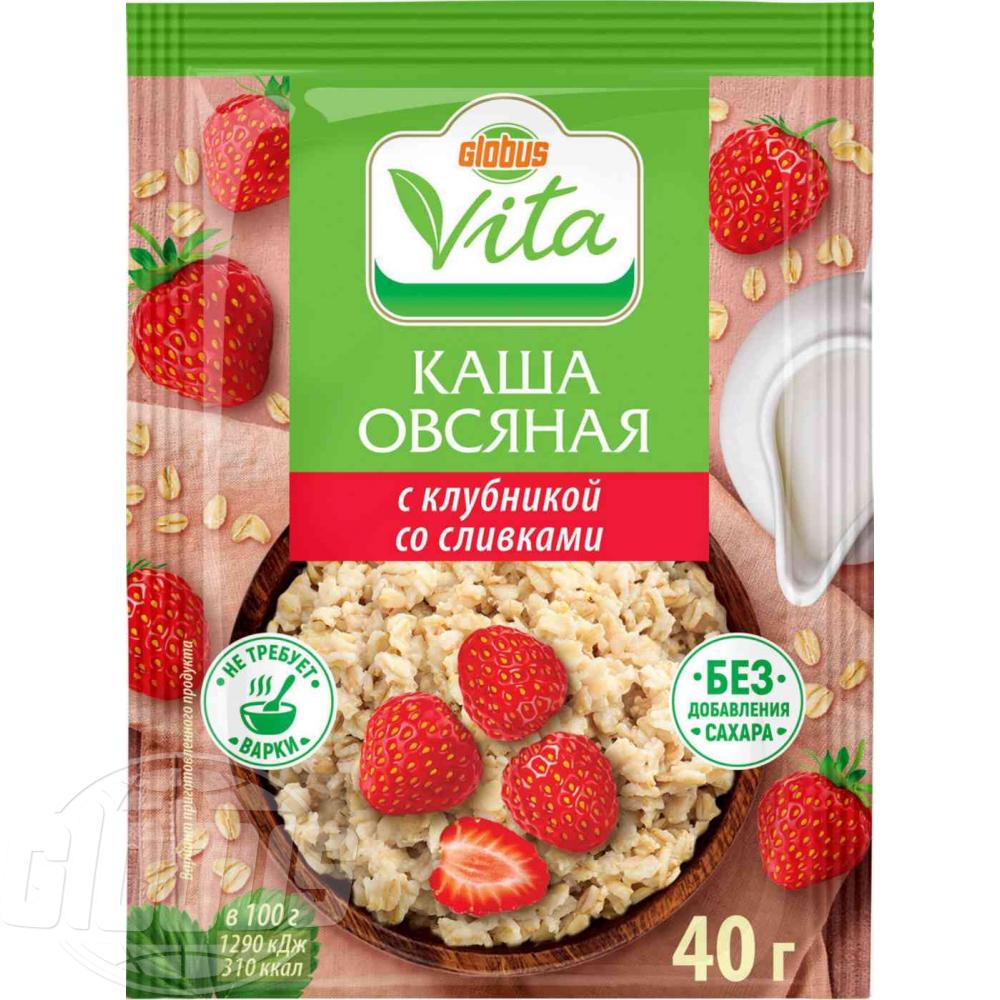 

Каша Глобус Вита овсяная с клубникой со сливками 40 г