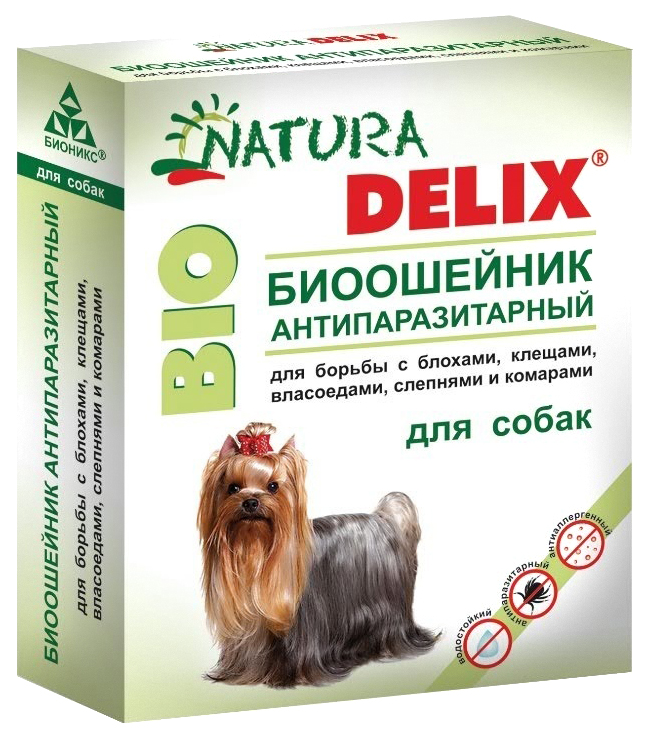 фото Ошейник антипаразитарный бионикс natura delix bio, с алоэ-вера, для собак, 65 см bionix