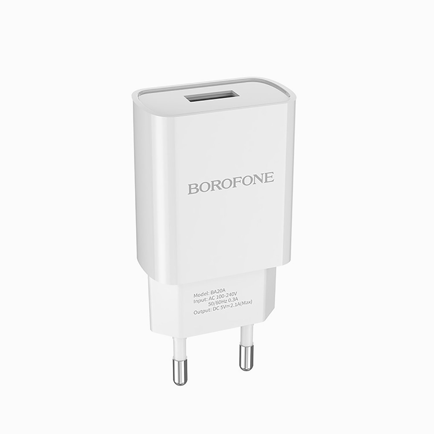 фото Сетевое зарядное устройство borofone ba20a (2.1a) + кабель microusb (белое) basemarket