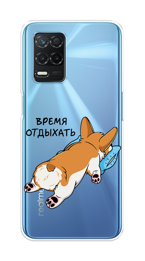 

Чехол на Realme 8 5G/Narzo 30 5G "Корги отдыхает", Черный;коричневый;голубой, 257150-1