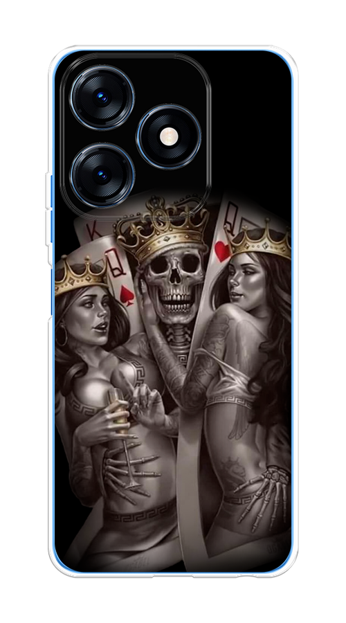 

Чехол на Tecno Spark 10/10C "Карты король и королевы", Серый;желтый, 303650-6