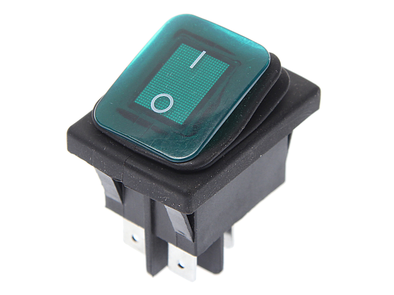 Выключатель клавиша 2-х позиционный с подсветкой зеленый герметичный Т2з