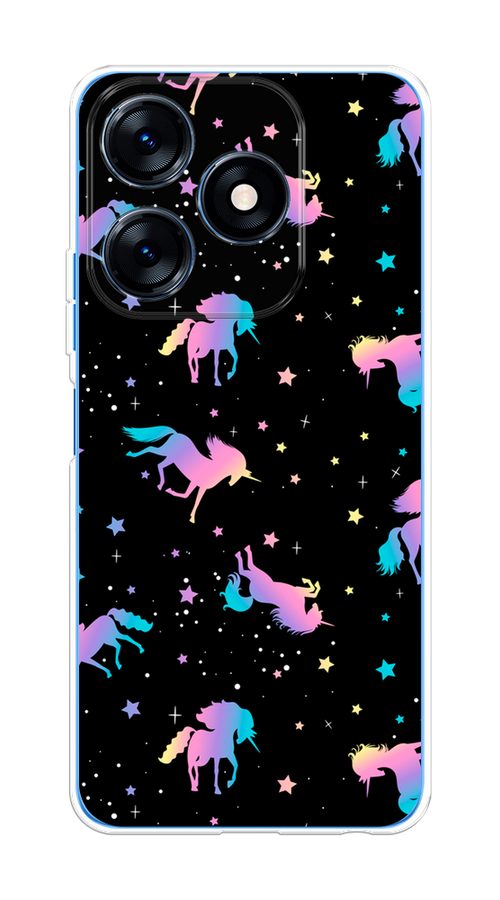 

Чехол на Tecno Spark 10/10C "Единороги градиент", Черный;розовый;голубой, 303650-1