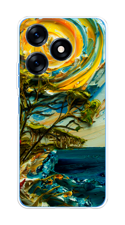 

Чехол на Tecno Spark 10/10C "Солнце живопись", Желтый;синий, 303650-4