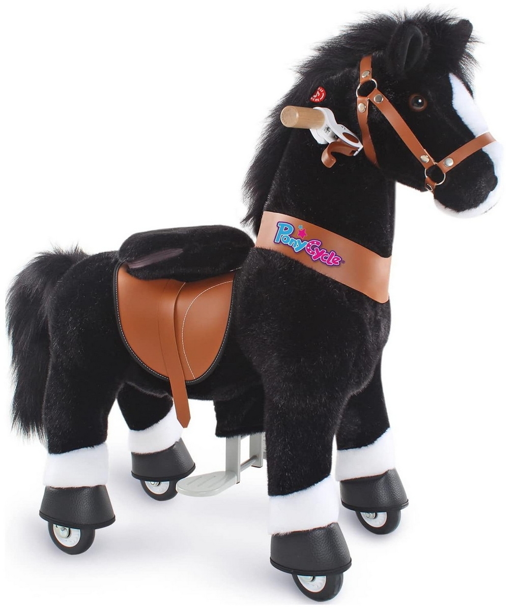 Поницикл средний Ponycycle Лошадка озвученная с ручным тормозом - черная