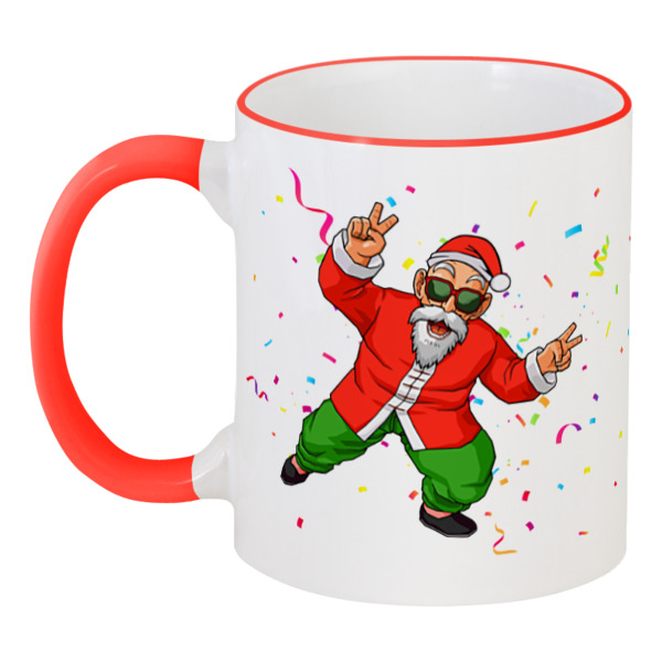фото Кружка с цветной ручкой и ободком printio master roshi santa 330 мл