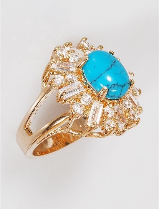

Кольцо из бижутерного сплава р. 20 Lotus Jewelry 141R-40tq, бирюза/циркон, 141R-40tq