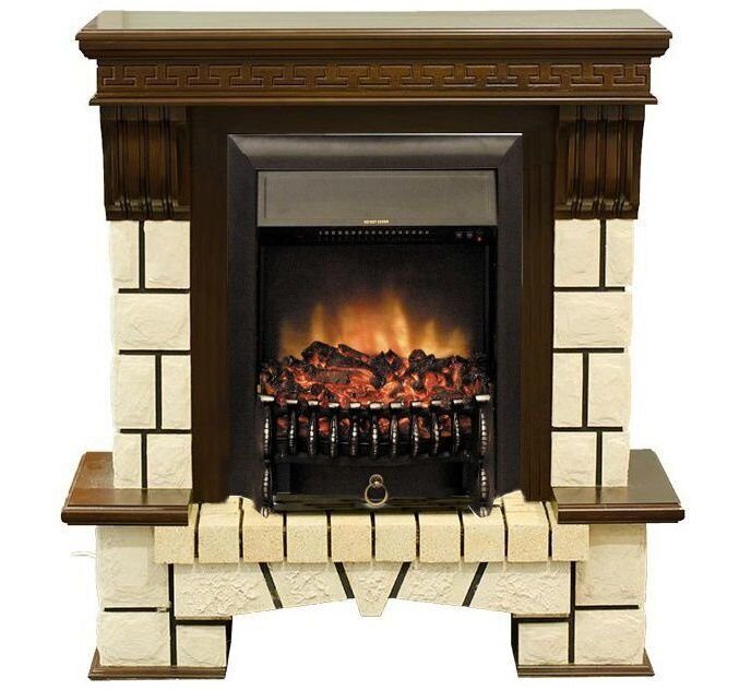 

Электрокамин Real Flame Stone AO с очагом Fobos Lux Black