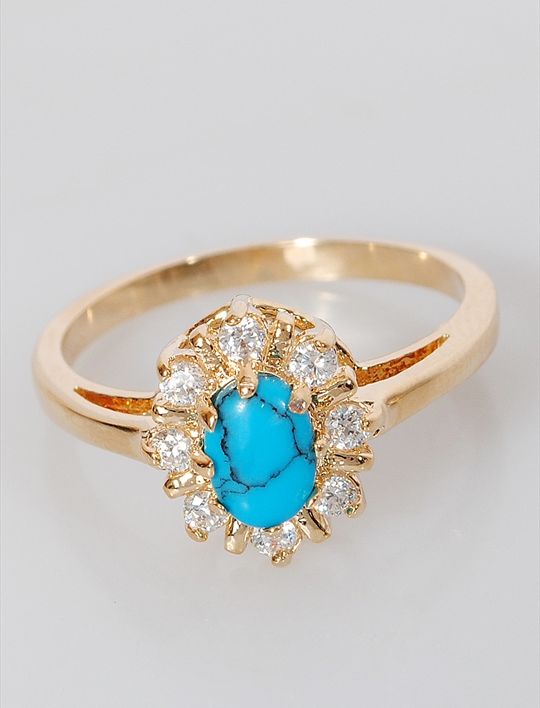 

Кольцо из бижутерного сплава р. 16 Lotus Jewelry 39R-39tq, бирюза/циркон, 39R-39tq