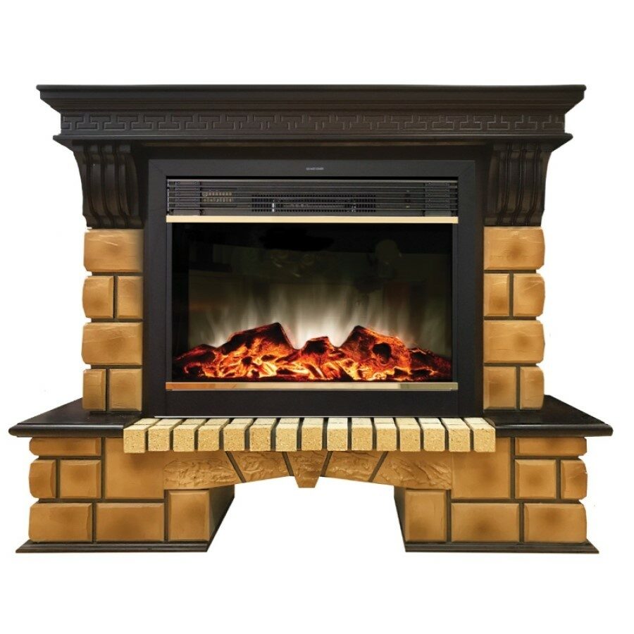 

Электрокамин Real Flame Stone Brick 26 AO с очагом MoonBlaze S LUX Brass