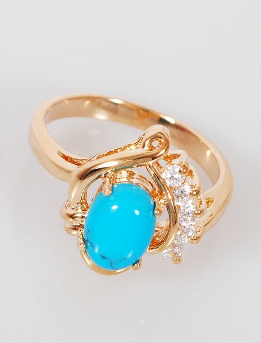 

Кольцо из бижутерного сплава р. 16 Lotus Jewelry 42R-74tq, бирюза/циркон, 42R-74tq
