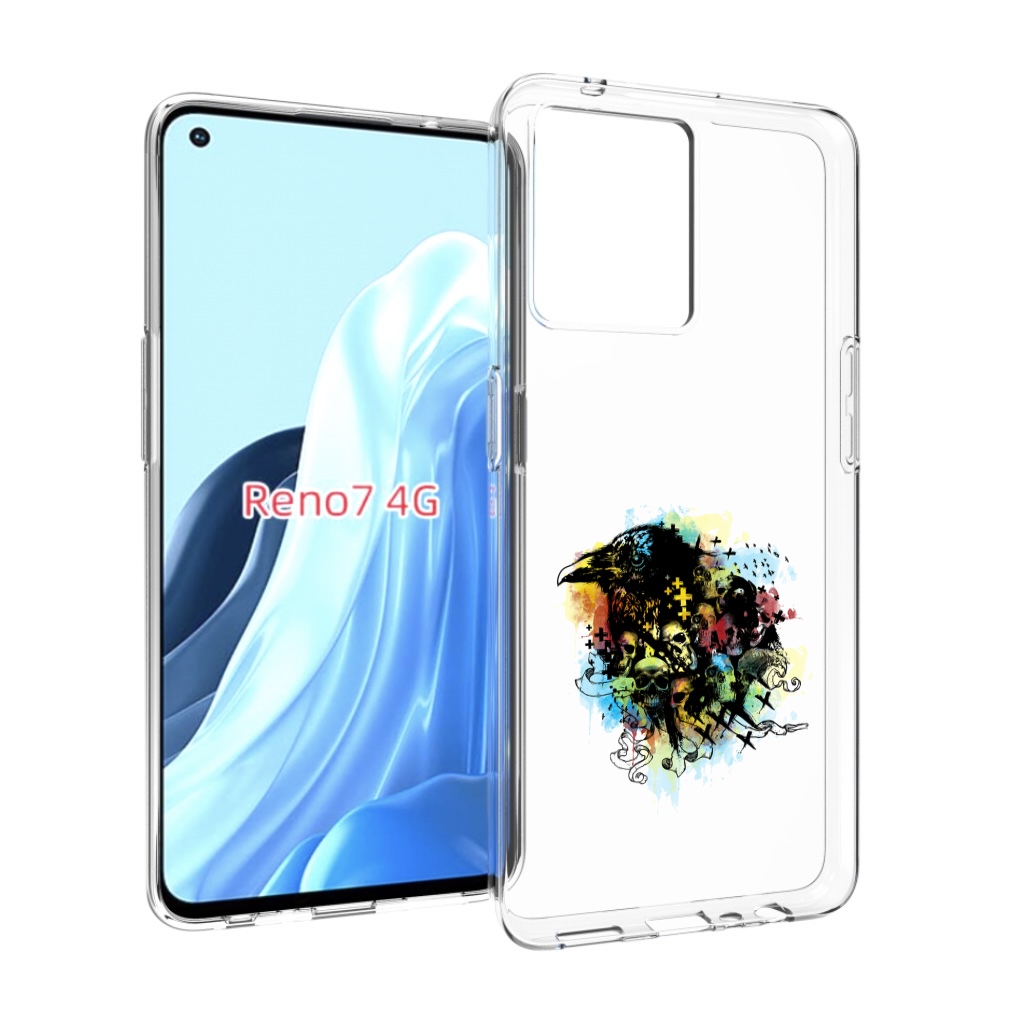 

Чехол MyPads ворон и черепа для OPPO RENO 7 4G, Прозрачный, Tocco
