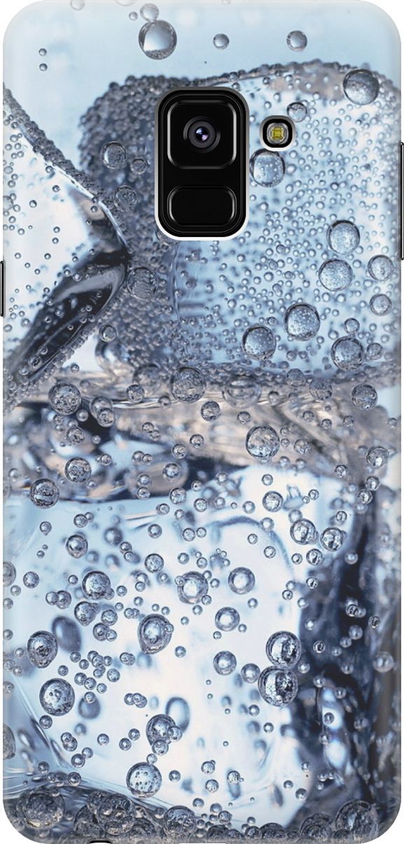 

Силиконовый чехол на Samsung Galaxy A8+ (2018) "Лед и пузырьки", Белый;голубой, 3497