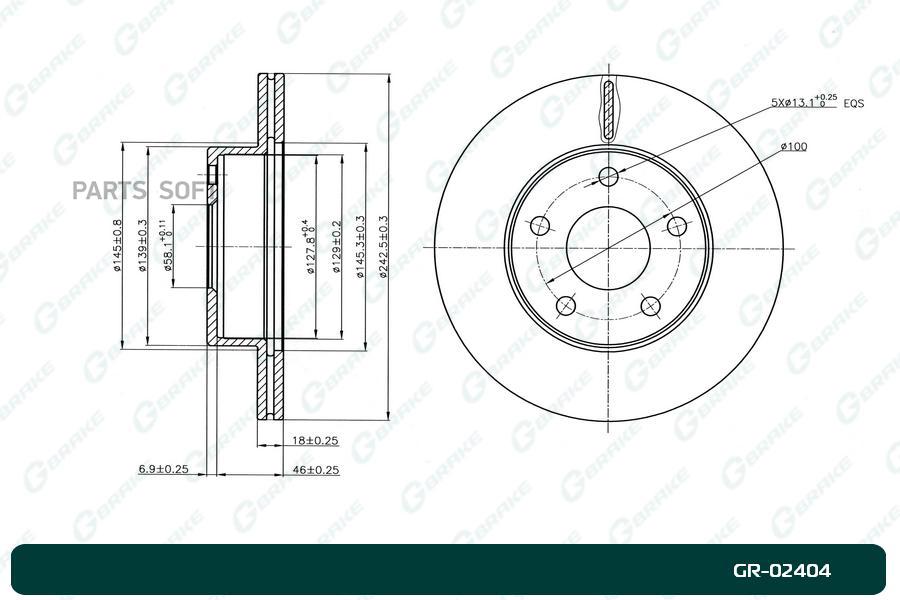 G-BRAKE Диск тормозной вентилируемый G-brake GR-02404