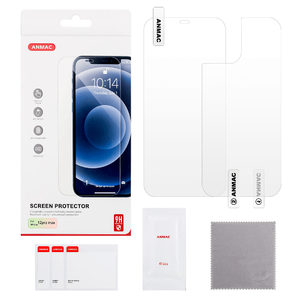 

Защитное стекло ANMAC для iPhone 12 Pro Max + пленка назад Арт.1137314, Защитное стекло ANMAC для iPhone 12 Pro Max + пленка назад