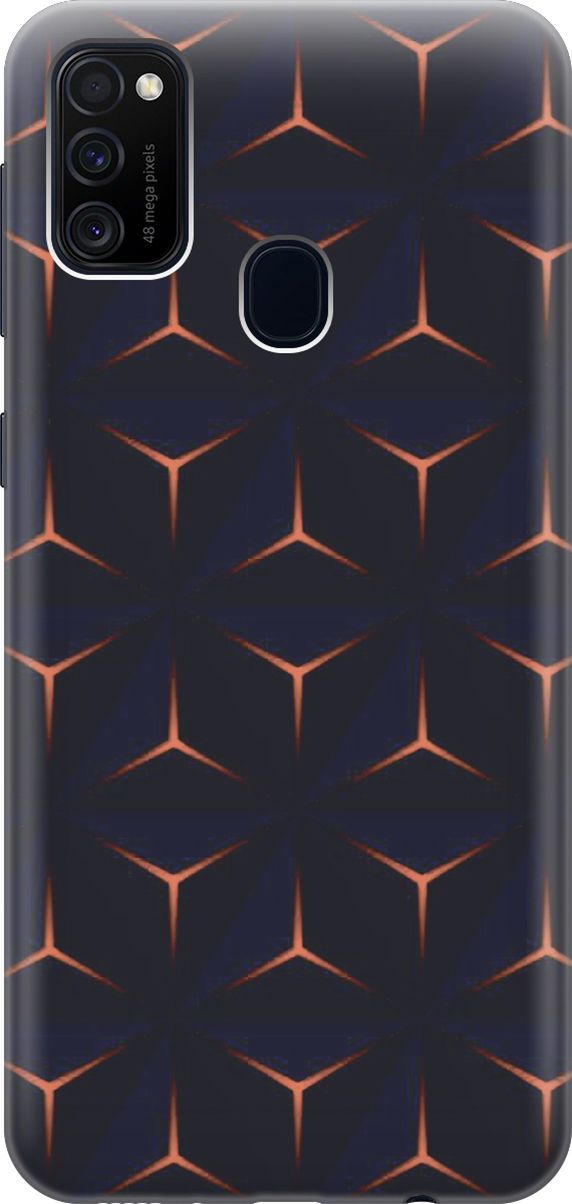 

Силиконовый чехол на Samsung Galaxy M21/M30s "Темные пирамиды", Оранжевый;черный, 3504