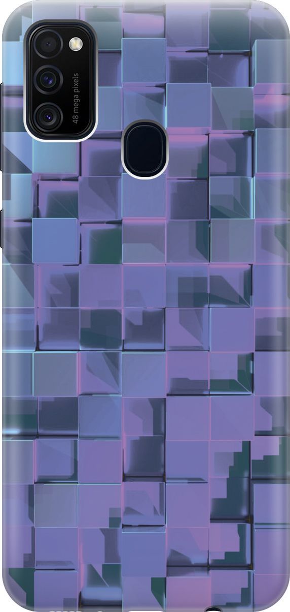 

Силиконовый чехол на Samsung Galaxy M21/M30s "Синие блоки", Синий;фиолетовый, 3504
