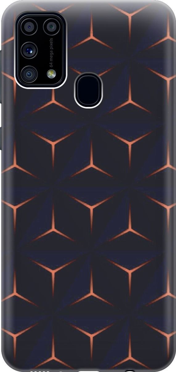 

Силиконовый чехол на Samsung Galaxy M31 с эффектом блеска "Темные пирамиды", Оранжевый;черный, 3505