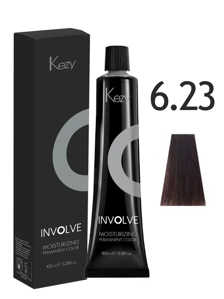 Крем-краска Kezy Involve 6.23 стойкая увлажняющая для волос миндаль 100 мл