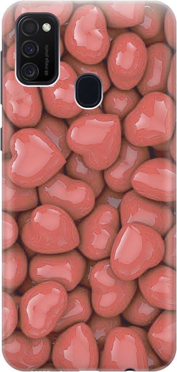

Силиконовый чехол на Samsung Galaxy M21/M30s "Красные сердечки", Красный, 4072