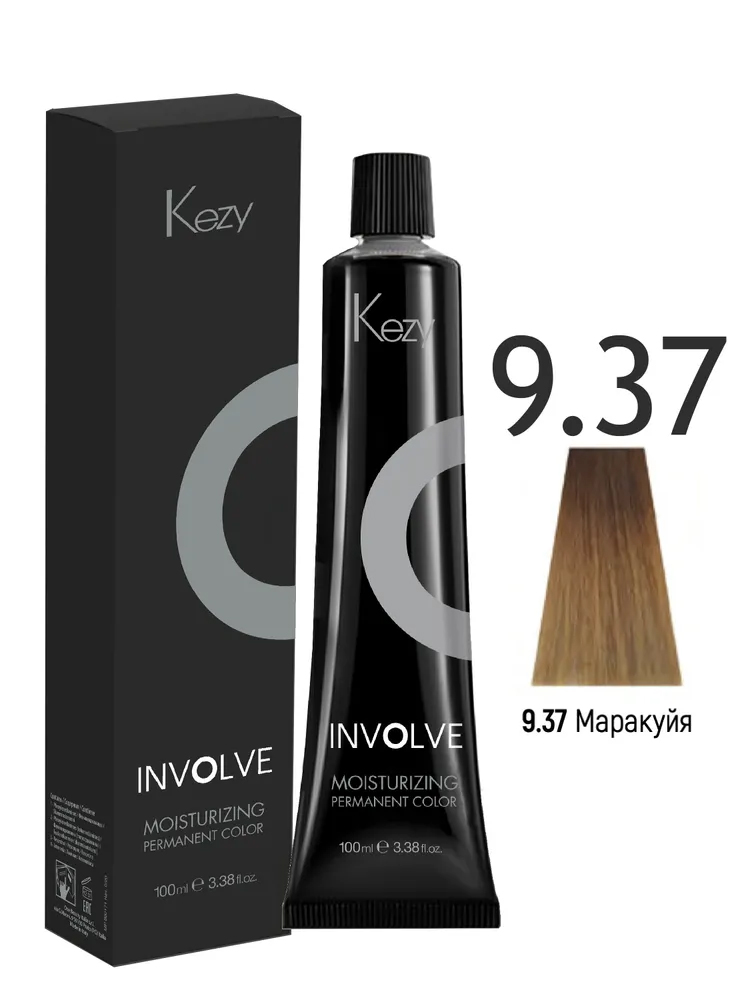 Крем-краска Kezy Involve 9.37 стойкая увлажняющая для волос маракуйя 100 мл стойкая увлажняющая тональная основа eveline cosmetics тон 05 creamy beige 30 мл 2 шт