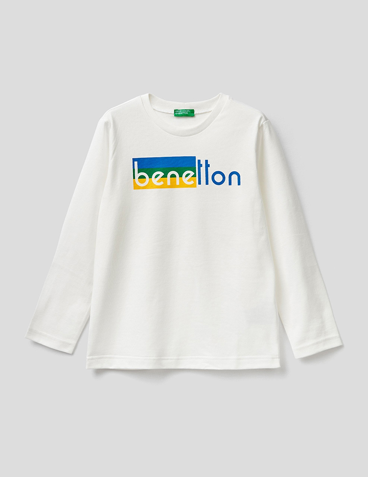 фото Лонгслив для мальчиков benetton цв. белый р.158 united colors of benetton