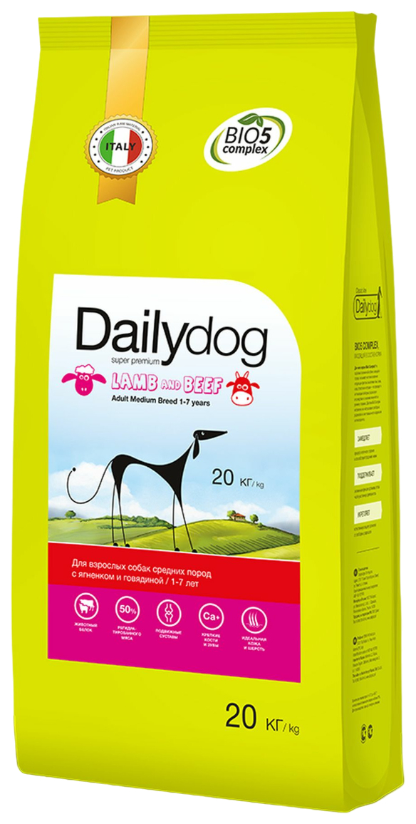фото Сухой корм для собак dailydog с ягненком и говядиной, для средних пород, 20 кг