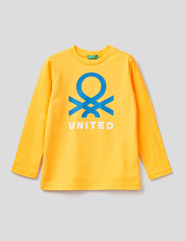 

Лонгслив для мальчиков Benetton цв. желтый р.116, 21A_3VTEC15B7
