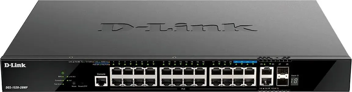 

Коммутатор D-Link DGS-1520-28MP/A1A черный, DGS-1520-28MP/A1A