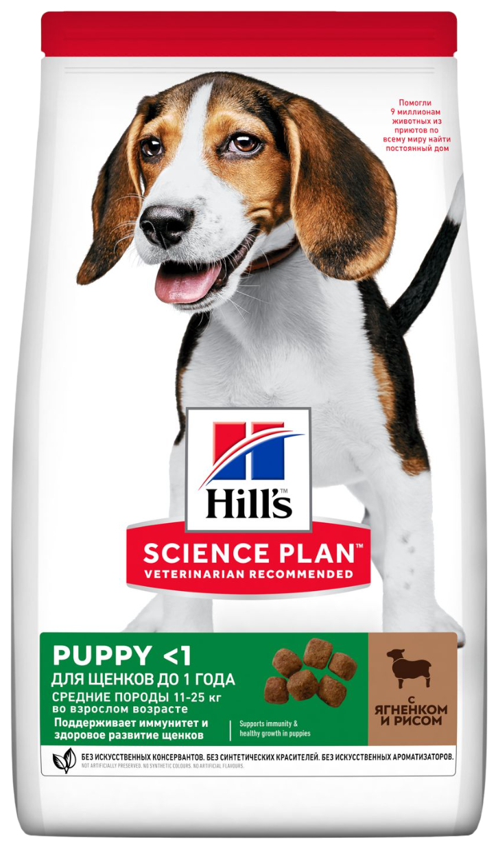 

Сухой корм для щенков Hill's Science Plan Puppy Lamb Rice с ягненком и рисом, 3шт по0,8 кг