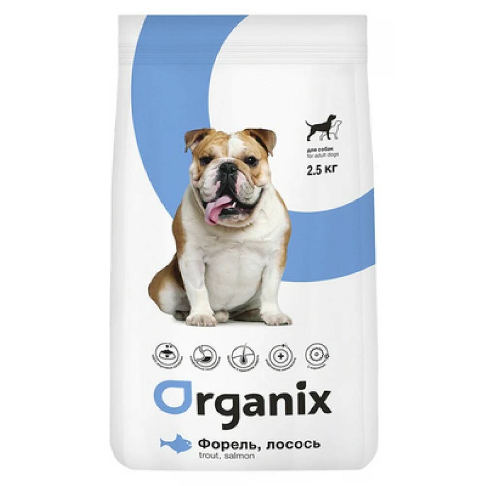 

Сухой корм для собак Organix Adult Dogs Salmon and Trout с форелью и лососем, 2,5 кг