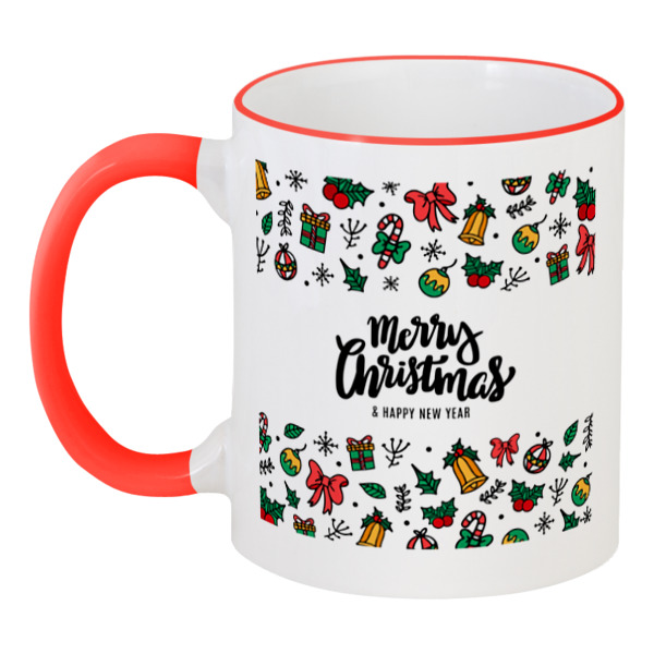 

Кружка с цветной ручкой и ободком Printio Merry christmas 330 мл, Merry christmas